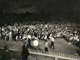 An outdoor concert, waaay back in the day